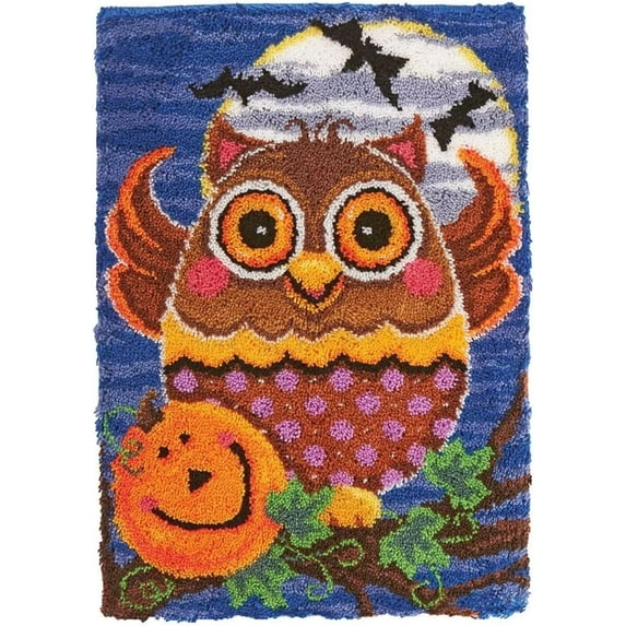 ShowNiceArt Latch Hook Rug Kits, Halloween Owl | DIY Crochet Kits Embroidery Kits Needlework Crafts for Home Decor 60 X 40 cm