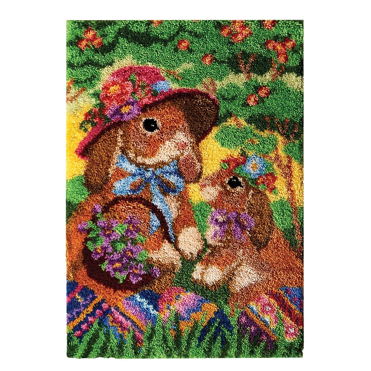 ShowNiceArt Latch Hook Rug Kits for Adults，Rabbit With Flower ...