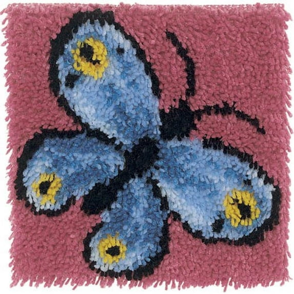 ShowNiceArt Latch hook kits for adults pillow, butterfly | Creative Craft Home Decor Ideal for Learning Rug Making 43 × 43cm / 16.9 * 16.9 inches
