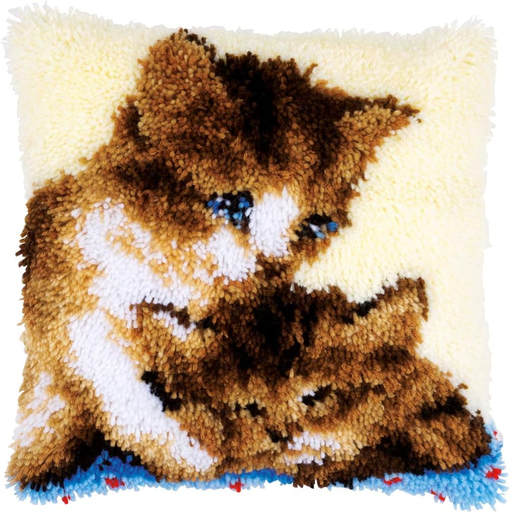 ShowNiceArt Latch hook kits for adults pillow, cute cat | Creative Craft Home Decor Ideal for Learning pillow Making 43 × 43cm / 16.9 * 16.9 inches