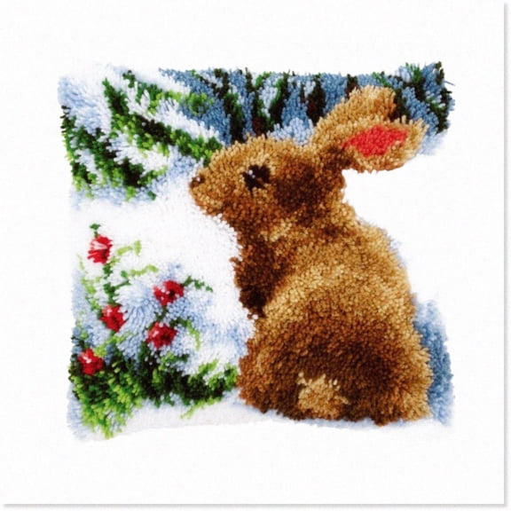 ShowNiceArt Rabbit Haven | DIY Latch Hook Pillow Kit - Beginner's Embroidery Gift 43 × 43cm / 16.9 * 16.9 inches