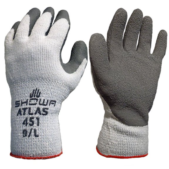 Showa Atlas 451 Large Gray Thermal Work Gloves, 12 Pairs