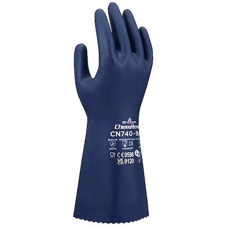 Showa Cn740xl-10 Chemical Resistant Gloves, Nitrile, 12 3/5 In L, 14.96 Mil,