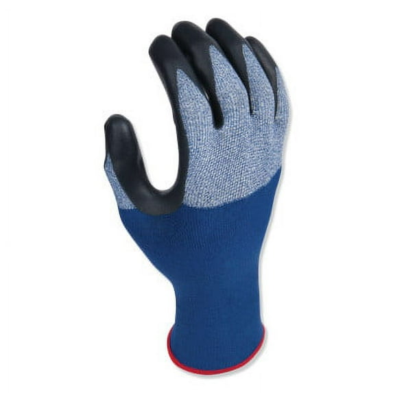 Coated Gloves, Foam Nitrile, Crinkled, Palm, 4 Abrasion Level, Blue, S (6) 1 PR