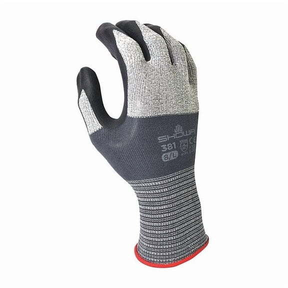 Coated Gloves, Nitrile, Smooth, Palm and Fingers, Not Rated Abrasion Level, Black/Gray, S (6) 1 PR
