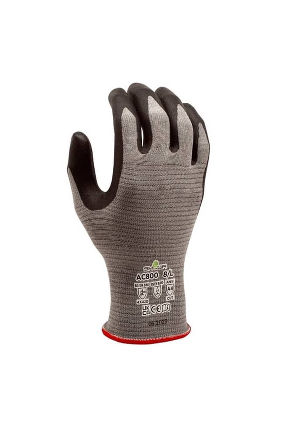 Knit Gloves, Cut Level A4 ,Microporous Nitrile ,Embossed ,L 1 PR AC800L-08