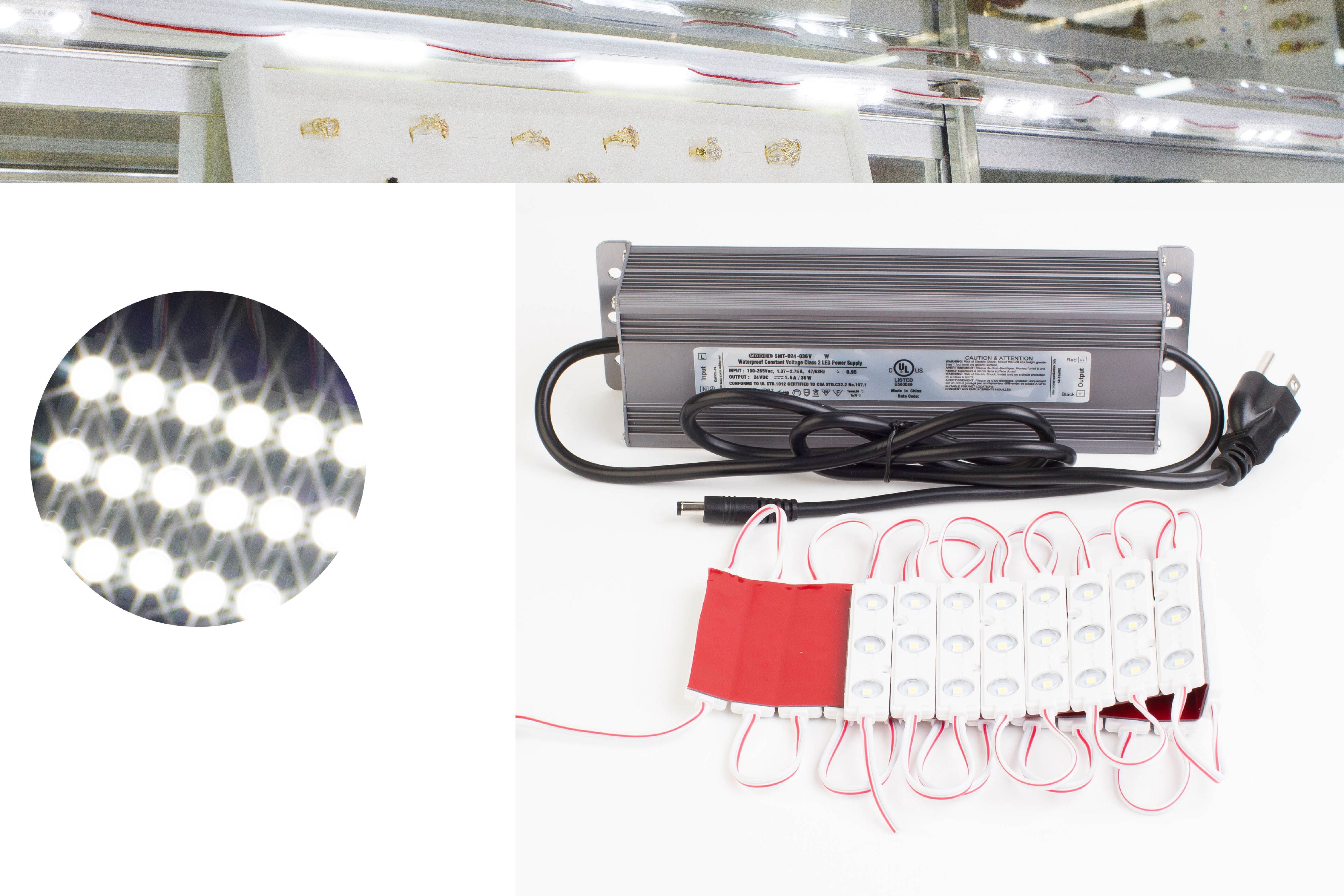 Showcase LED Light 20ft Brightest 24v with UL Power Supply for Retail Jewelry Display, Cooler, Closet, Pantry, Under Cabinet, Gun Safe Brighter Than 5630, 5730, 2835, COB, 3528 LED Chip