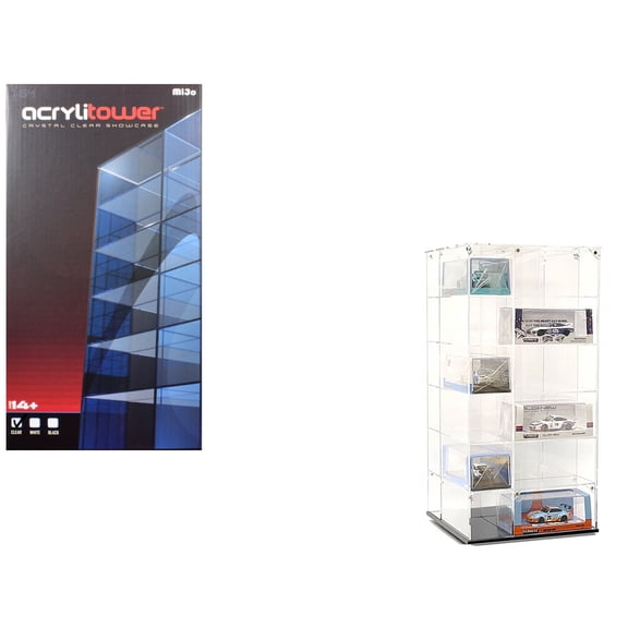 Acrylitower Showcase Large 24 Car Display Desktop Spinner with Cover Clear "Mijo Exclusives" for 1/64 Scale Models