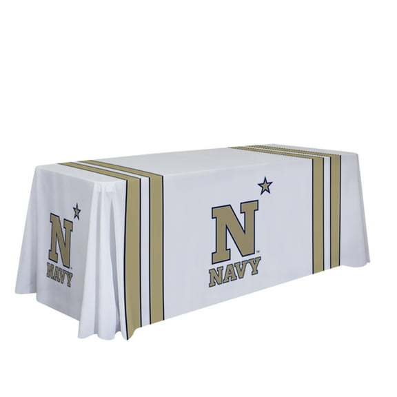 Navy Midshipmen 6' College Sports Printed Table Throw - NCAA Licensed - Polyester Draped - School Tablecloth (Navy Blue, Gold)
