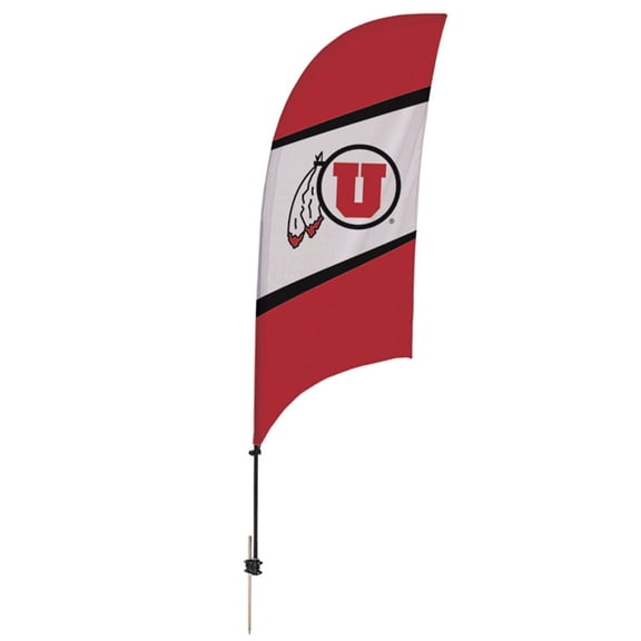 Utah Utes 7.5' College Sports Printed Feather Flag with Spike Base - NCAA Licensed - Super Polyester - School Banner (Red, White, Black)