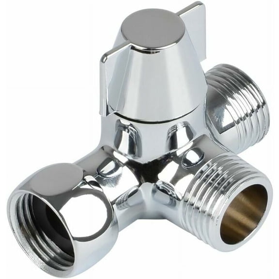 Shower 3-way reverse valve switch, solid brass, threaded (12.7mm), polished chrome (PV8)