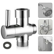 Shower Arm Diverter Valve for Hand Shower and Fixed Spray Head, TSV G1/2" 3-Way T-adapter Connector, Brass Universal Bathroom Shower System Replacement Part, Water Flow Control, Chrome