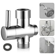Shower Arm Diverter Valve for Hand Shower and Fixed Spray Head, TSV G1/2 3-Way T-adapter Connector, Brass Universal Bathroom Shower System Replacement Part, Water Flow Control, Chrome