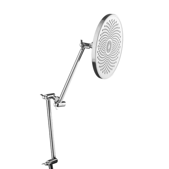 Shower Arm Extension 11 Inch, Brass Adjustable Height & Swivel Angle, Polished Chrome G1/2 Universal Thread for Rain & Handheld