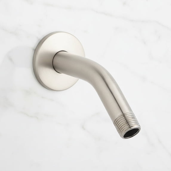 Shower Arm With Flange 6 Inch Stainless Steel Wall Mounted Shower Head Arm, Brushed Nickel Plated Finish