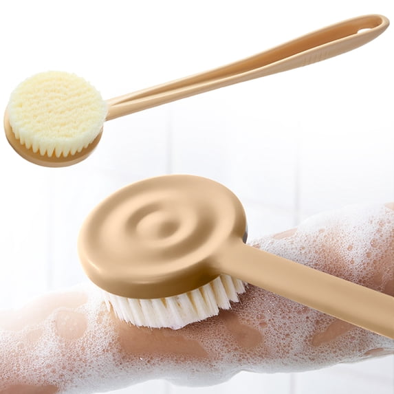 Shower Back Scrubber, Long Handle Body Scrub Brush, Back Scrubber for Shower, Deep Exfoliation Soft Bristles, Easy to Reach Hard to Clean Areas,Shower Bath Brush for Adults (14.17Inch), Yellow