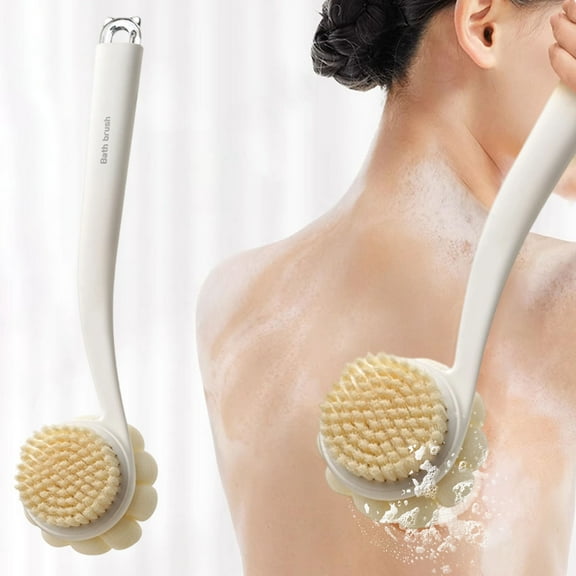 Shower Back Scrubber with Soft Bristles, Long Handle Double-Sided Bath Brush for Exfoliating Back, Body, and Feet, Gentle for Sensitive Skin