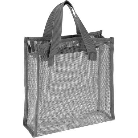 Shower Bag, Mesh Cosmetic Bags Zipper Pouch, Shower Organizer Toiletry Storage Pouch Portable Mesh Accessories Organizer Tote Suitable for Dorm Gym Beach Travel Camping（Grey, 26*9*26cm）