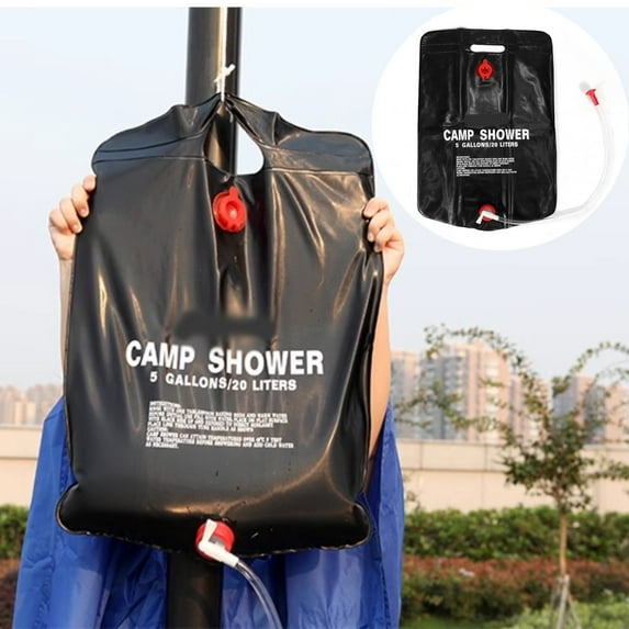 Shower Bag Solar Heating Camping Shower Bag, Portable Removable Hose Shower Head, 5L Capacity, Lightweight Design, for Hiking Fishing Beach Trips, Camping Essential, Outdoor Shower Solution UKHBMC
