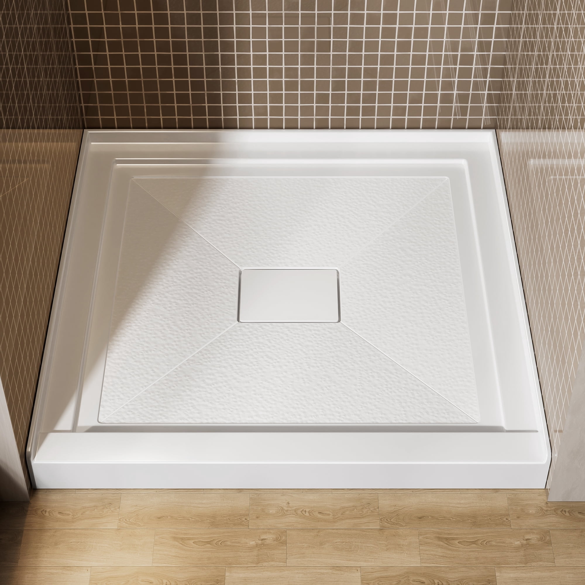 Integrated Tile Base Shower Base 36 in. D x 36 in. W x 3 3/4 in.H Center Drain Acrylic ...