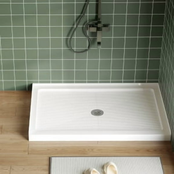 Shower Base,Shower Base With Drain,Removable Stainless Cover,Non-Slip Shower Pan,Acrylic and Fiberglass Shower Floor Base for Easy Installation