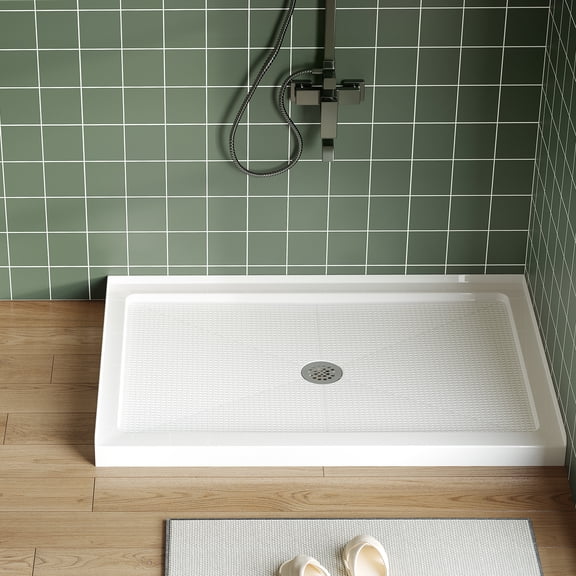Shower Base, Shower Pan with Slip Resistant Textured Surface, CUPC, CSA Certified Acrylic and Fiberglass Shower Floor Base, Center Drain and Removable Stainless Cover (Center Drain, 48" x 32")