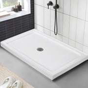 Shower Base with Stainless Steel Anti-Clog Drain, Non-Slip Textured Floor, Heavy Duty Resin Shower Pan, Left or Right Drain,Easy Install - 60"X32", 48X32"