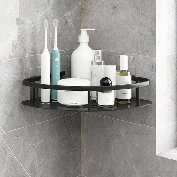 Shower Basket Corner Shower Organizer, No Drilling Shower Shelf Suction Cup Adhesive, Wall Mounted Space Aluminum for Kitchen Bathroom