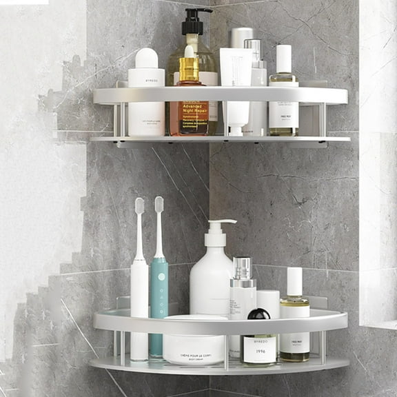 Shower Basket Corner Shower Organizer, No Drilling Shower Shelf Suction Cup Adhesive, Wall Mounted Space Aluminum for Kitchen Bathroom