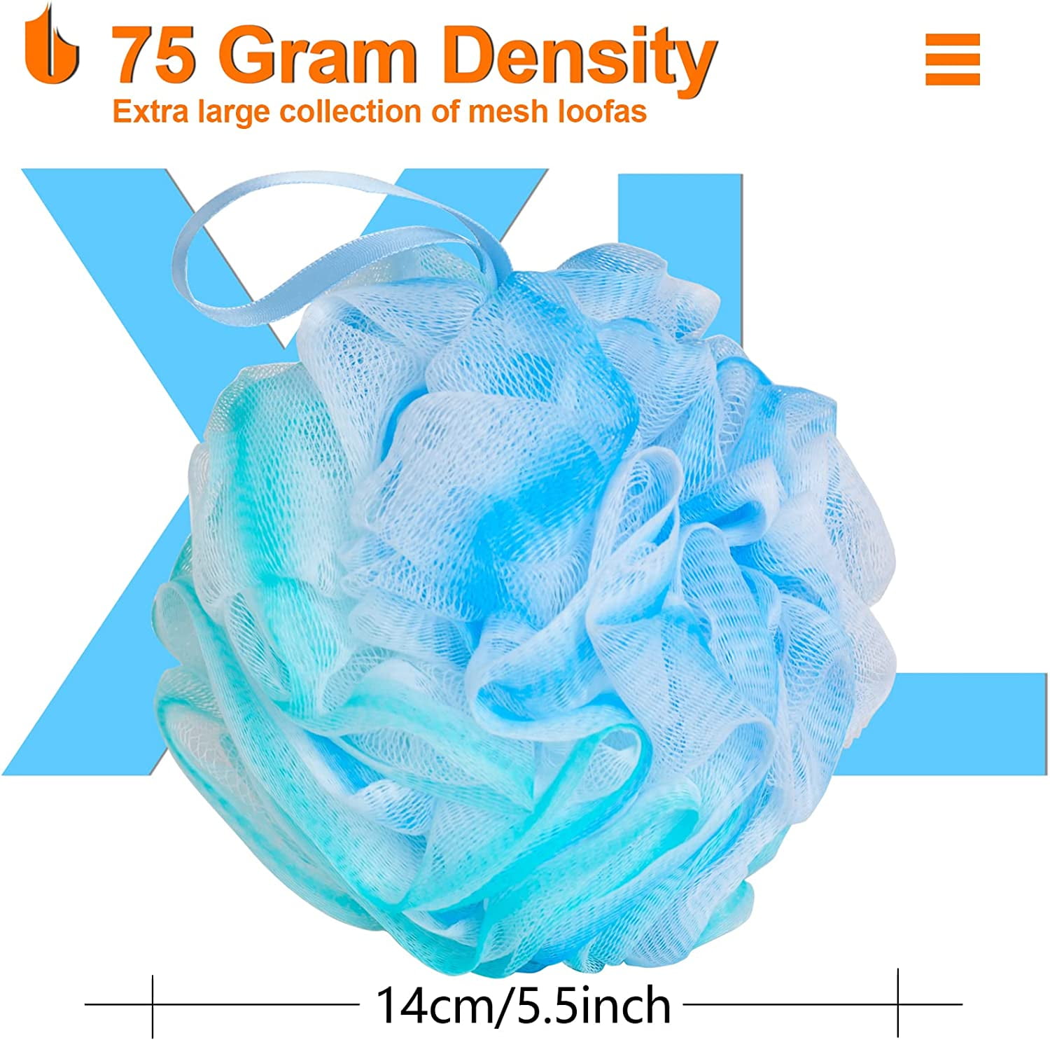 Shower Bath Sponge XL 75g Soft Shower Loofahs Balls for Body Wash Men