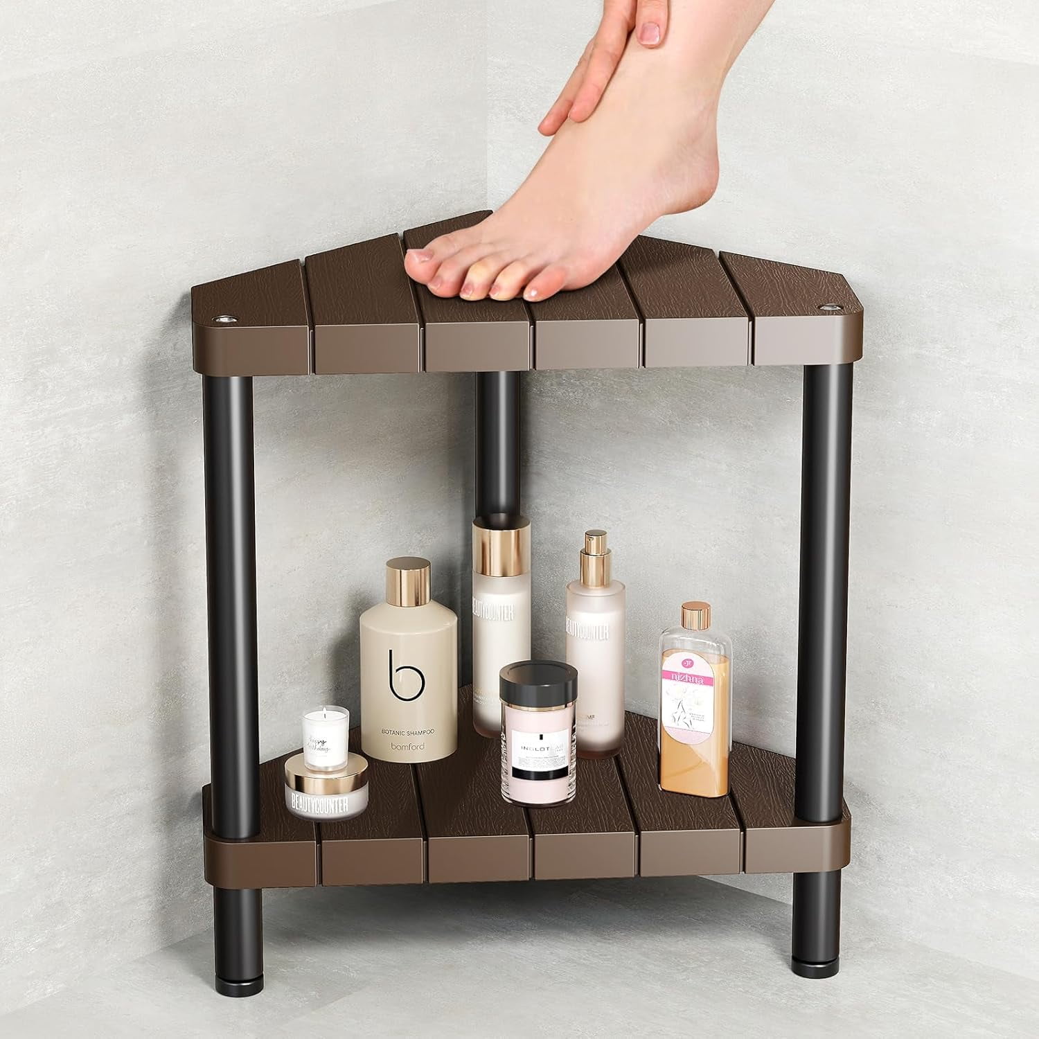 Shower Bench for Inside Shower, Corner Shower Stool, Plastic Bathroom ...