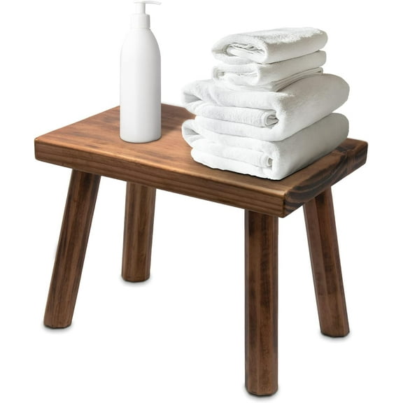 Shower Bench - Shower Foot Rest 12 in, Shower Stool for Shaving Legs, Rustic Scandinavian Stool - Multi-Purpose Wood Plant Stool, Adult Step Stool, (Scandinavian)