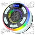 thumbnail image 1 of Shower Bluetooth Speaker IPX7 Waterproof, Portable Bluetooth Speakers with Suction Cup and Time Display, Crystal Sound&Bass LED Light 1100mAh, Wireless Shower Speaker for Outdoor/Kayak/ Gifts/Beach, 1 of 6