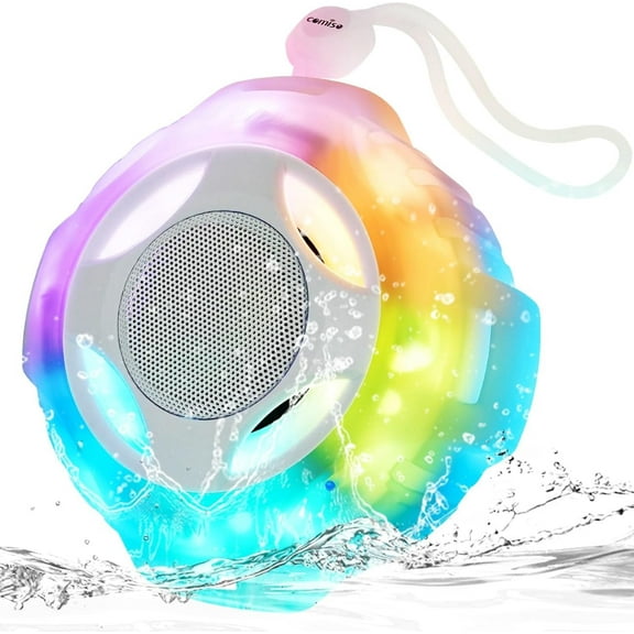 Shower Bluetooth Speaker, Waterproof Bluetooth Speakers IPX7, Floating Portable Wireless Speaker with LED Light, Loud HD Sound and Bass for Travel Beach Shower, Ideal Gifts for Men and Women