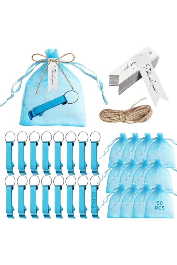 Shower Bottle Openers Shower Favor, Set of 50, Aluminum Keychain, Includes Thank You Cards and Bags, Ideal Shower Keepsakes for Little Ones Sweeties