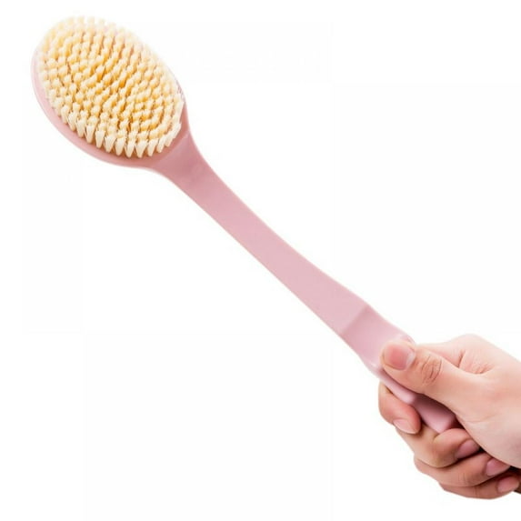 Shower Brush, Detachable Dry Brushing Body Brush for Body Cellulite and Lymphatic, Back Scrubber for Shower Long Handle Natural Bristle Exfoliator Scrubber, Dual Brush Heads for Women & Man
