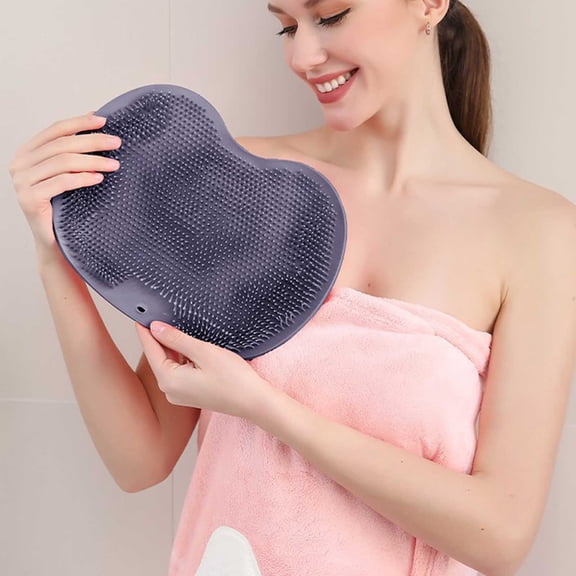 Shower Brush For Back, Silicone Back Scrubber With Non-Slip Pad, Foot Massager Mat For Bathroom Shower Use