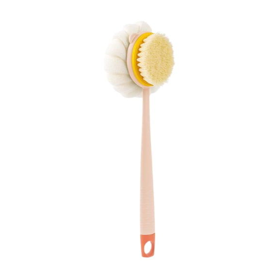 Shower Brush, Long Handle Body Scrubber with Double Sided Design, Back Scrubber with Soft Nylon Bristles for Gentle Exfoliation, Ergonomic Bath Brush for Men, Women, and Seniors