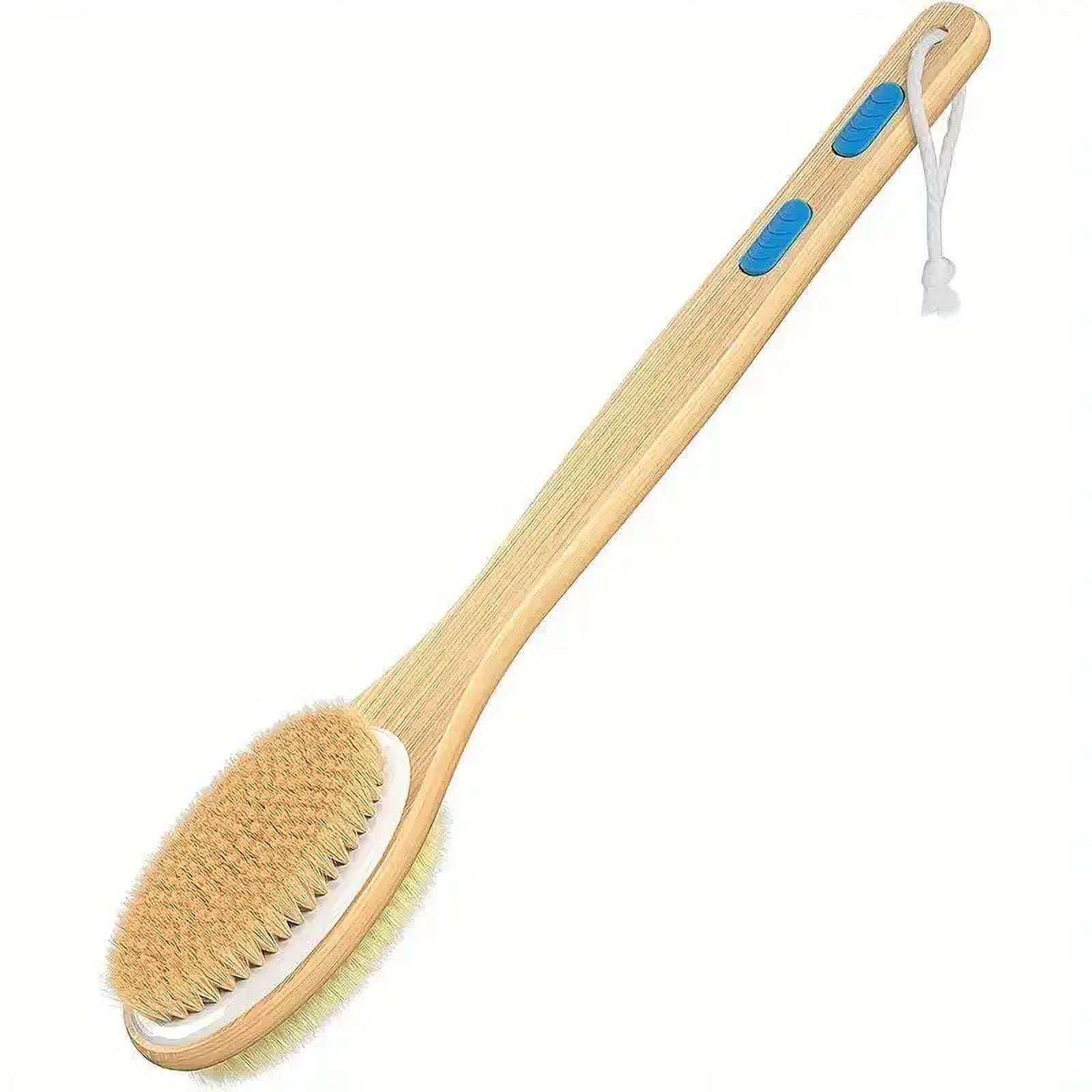 Shower Brush With Soft And Stiff Bristles DualSided Long Handle Back Scrubber Body Wet Dry