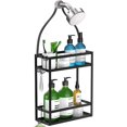 thumbnail image 1 of Shower Caddy, 10.4" x 4.5" x 22.04" Hanging Shower Caddy Organizer Over Shower Head Big Capacity for Shampoo, Conditioner with Hooks for Razor/Sponge, Matte Black, 1 of 4