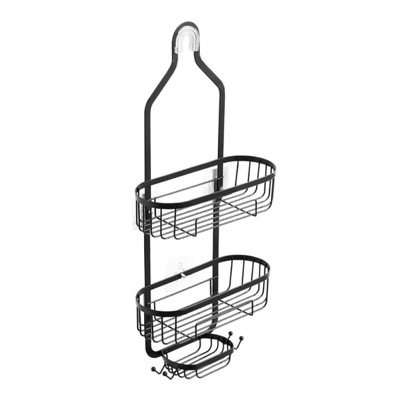 Shower Caddy 3 Tier, Hanging Shower Storage Organizer Rack, Matte Black - Fits Shower Head, Soap Holder, Towel Hooks, 40lbs Capacity