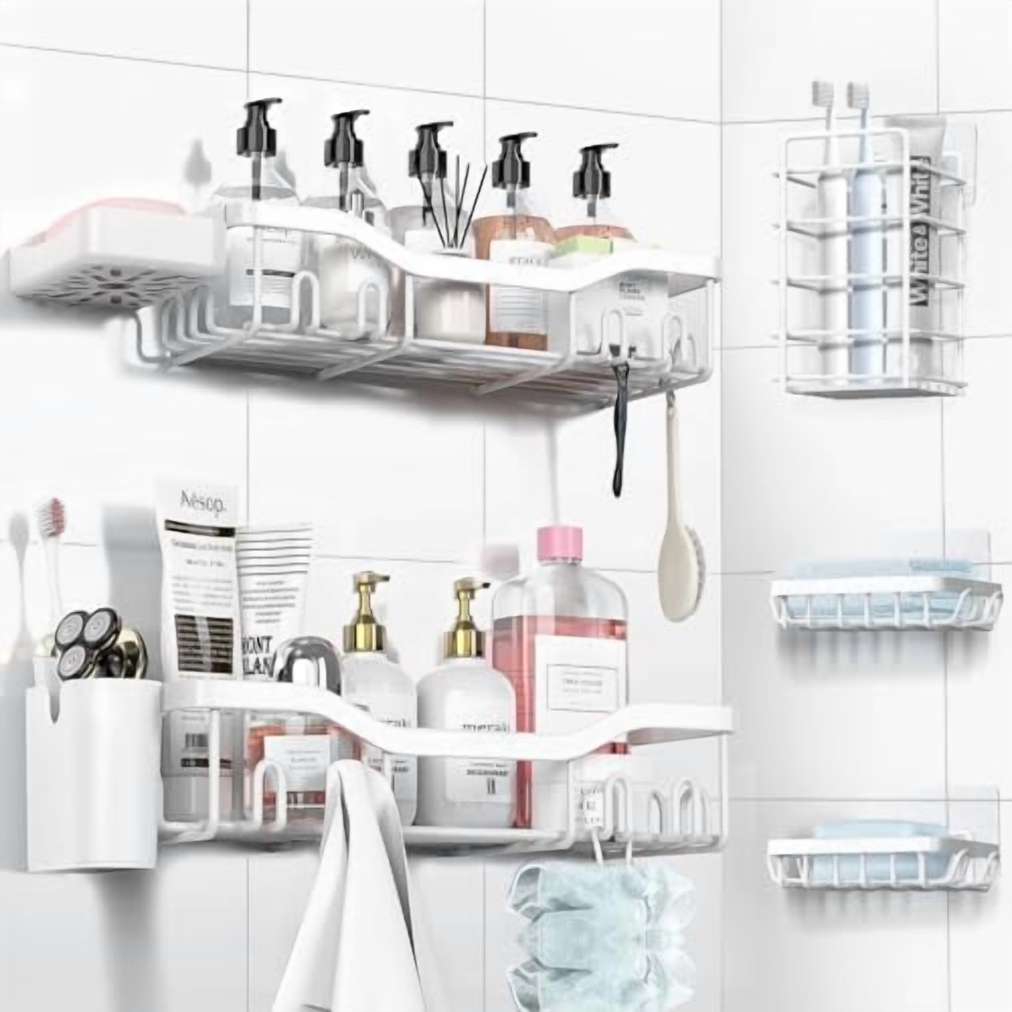 Shower Caddy Adhesive Shower Organizer 7-Pack, Rustproof Stainless ...