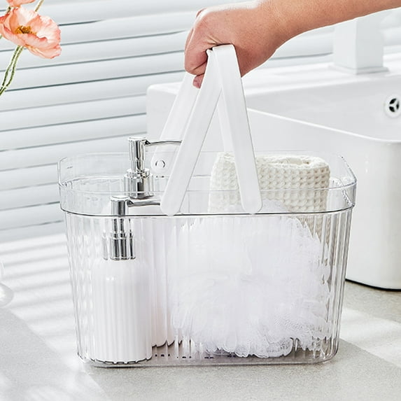 Shower Caddy Basket, Plastic Organizer Storage Baskets with Handles, Shower Caddy Bins Organizer for Bathroom and Kitchen Portable Bath Basket Bath Basket Transparent Premium