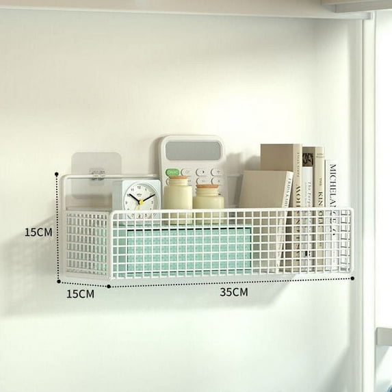 Shower Caddy Basket Shelf, No Drilling Traceless Adhesive Shower Wall Shelves, Rustproof White Storage Organizer for Bathroom, Toilet, Kitchen and Dorm