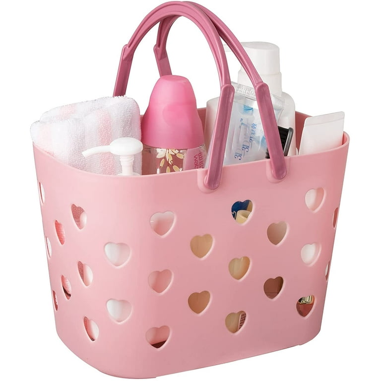 Shower Caddy Basket Tote for College Dorm, Plastic Storage Basket with  Handles Portable Bath Organizer bin for Bathroom Toiletry Garden, Pink 