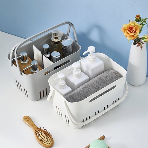 Shower Caddy Bathroom Organizer with Handle and Drainage Holes, Portable Plastic Storage Tote for Toiletry Shampoo Soap, College Dorm Room Essentials Basket, Topliu
