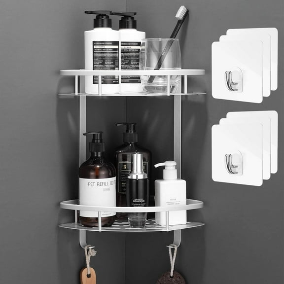 Shower Caddy Bathroom Shelf, 2 Tiers Corner Shower Caddies, Shower Organizer