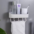 thumbnail image 1 of Shower Caddy Bathroom Storage Rack Shelf with Hooks Towel Holders, Shampoo Bars Shower Shelf, Kitchen Wall Organizer Rack Bathroom Accessories Bathroom Organizer (Color : White), 1 of 6