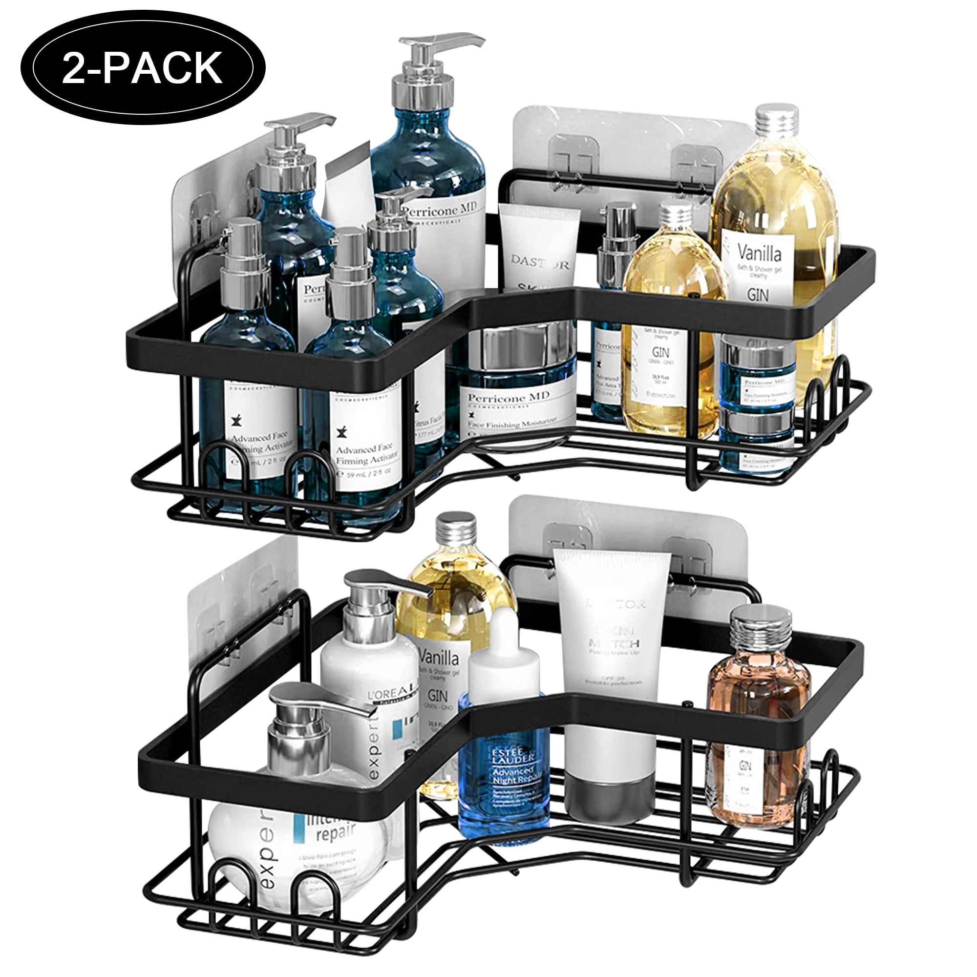 Shower Caddy Corner, Bathroom Corner Shower Shelf, Adhesive Wall Mounted Shower Caddy with 8