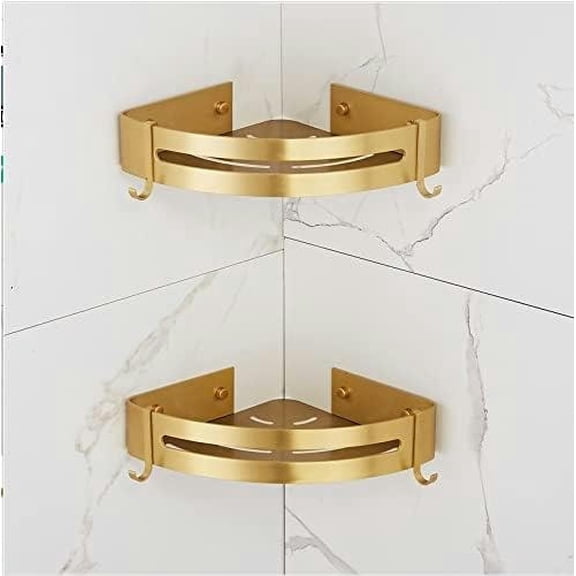 Shower Caddy Corner Corner Shower Caddy Bathroom Shelves, Gold Corner Shelf, Wall Mounted Bathroom Shelf, Brushed Aluminum Bath Shower Rack, Bath Shampoo Holder Corner Shelf/Single Triangle